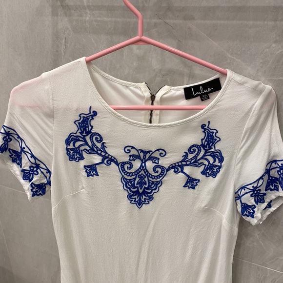 Lulus blue and white mini T-shirt dress - Picture 3 of 3